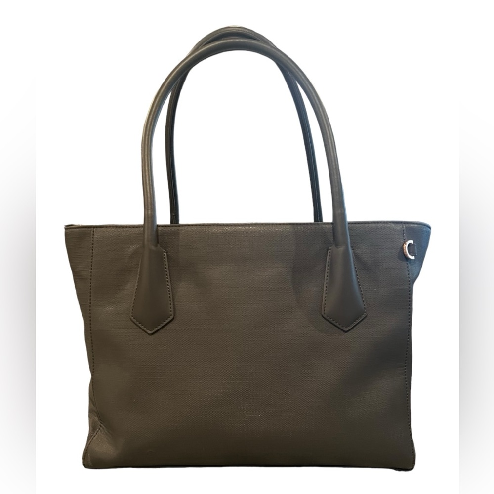 Dagne Dover Legend Signature Laptop Shoulder Bag Coated Canvas Graphite Tote